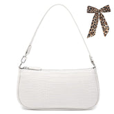90s Style Shoulder Bag Retro Classic Clutch Shoulder Tote HandBag with Zipper,White Shoulder Bag Small with Zipper Closure for Shopping Party Everyday